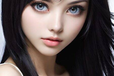AI girl with black hair wallpaper
