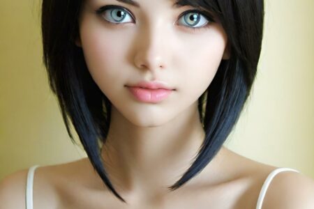 AI girl with black hair wallpaper