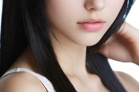 AI girl with black hair wallpaper