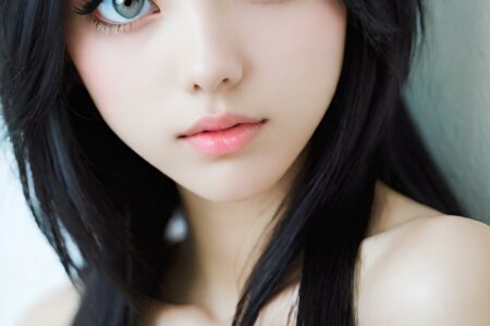 AI girl with black hair wallpaper