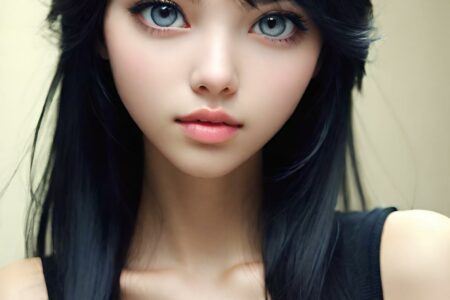 AI girl with black hair wallpaper