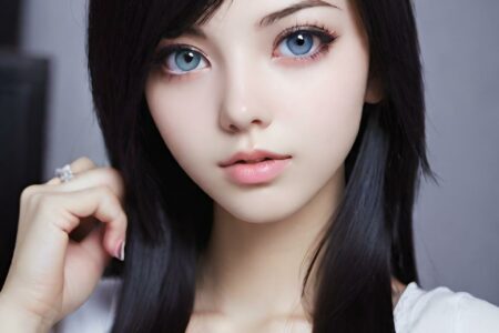 AI girl with black hair wallpaper
