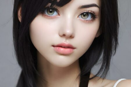 AI girl with black hair wallpaper