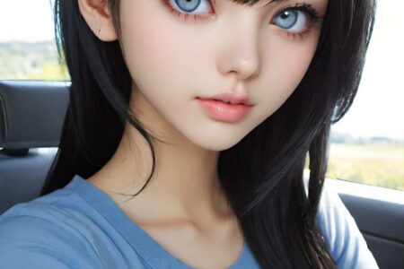 AI girl with black hair wallpaper