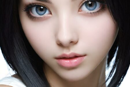 AI girl with black hair wallpaper