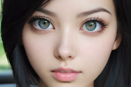 AI girl with black hair wallpaper