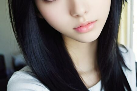 AI girl with black hair wallpaper