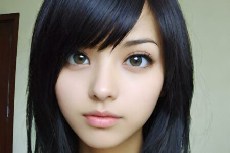 AI girl with black hair wallpaper