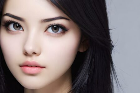 AI girl with black hair wallpaper
