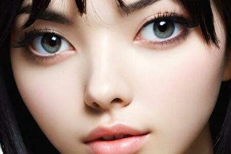 AI girl with black hair wallpaper