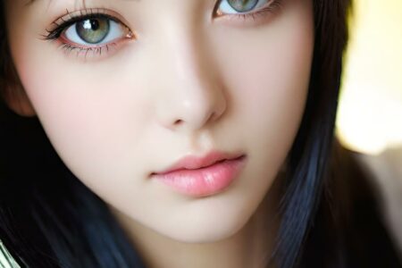 AI girl with black hair wallpaper