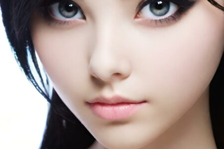 AI girl with black hair wallpaper