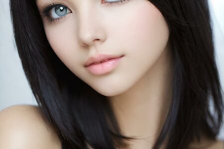 AI girl with black hair wallpaper