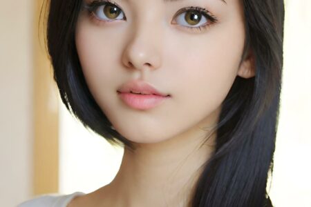 AI girl with black hair wallpaper