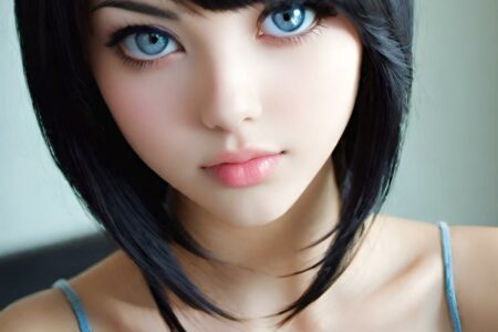 AI girl with black hair wallpaper