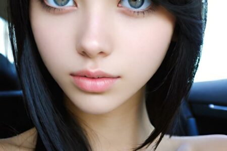 AI girl with black hair wallpaper