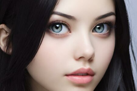 AI girl with black hair wallpaper