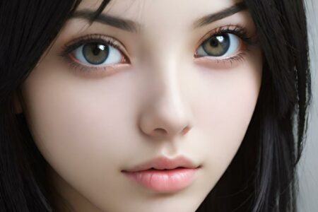 AI girl with black hair wallpaper