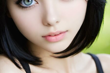 AI girl with black hair wallpaper