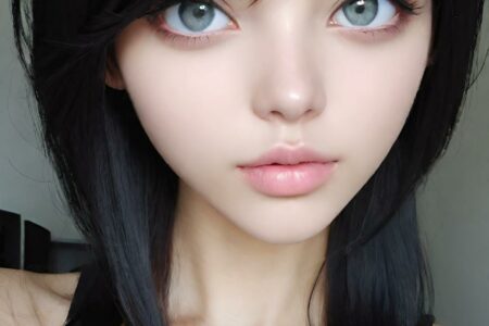 AI girl with black hair wallpaper