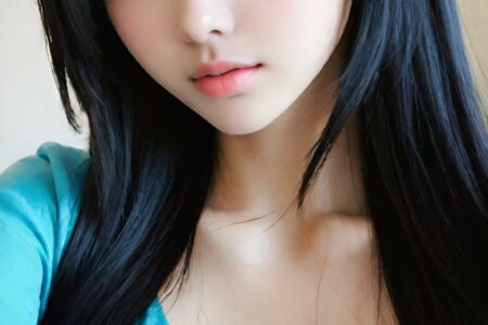 AI girl with black hair wallpaper