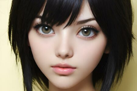 AI girl with black hair wallpaper