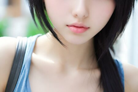 AI girl with black hair wallpaper