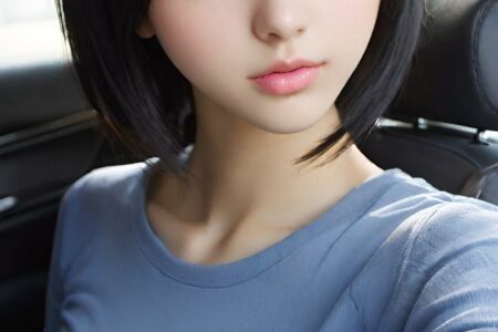 AI girl with black hair wallpaper