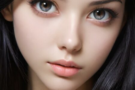 AI girl with black hair wallpaper
