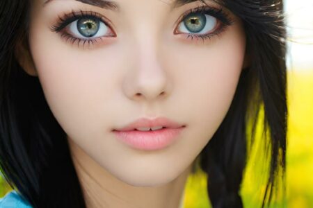 AI girl with black hair wallpaper