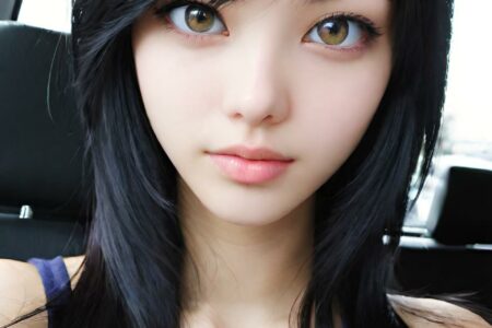 AI girl with black hair wallpaper