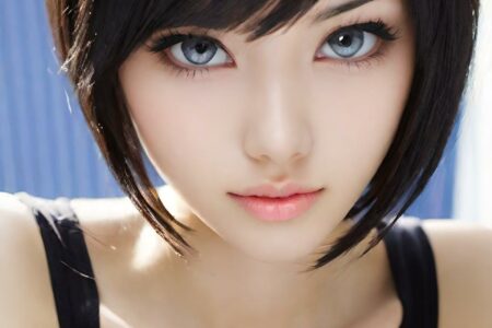 AI girl with black hair wallpaper