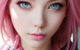 AI girl with pink hair wallpaper