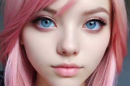 AI girl with pink hair wallpaper