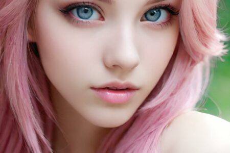 AI girl with pink hair wallpaper