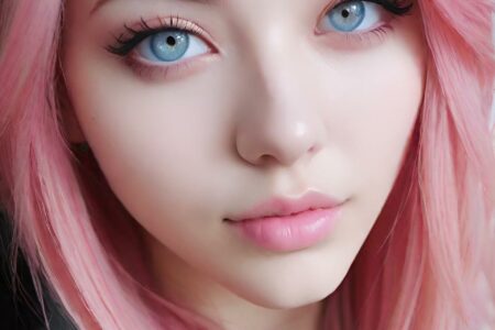 AI girl with pink hair wallpaper