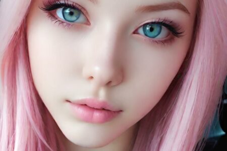 AI girl with pink hair wallpaper