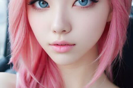 AI girl with pink hair wallpaper