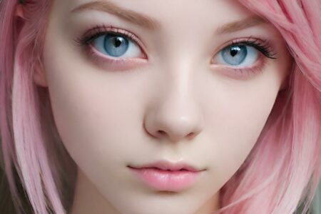 AI girl with pink hair wallpaper