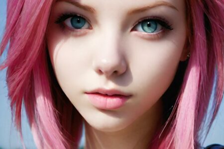 AI girl with pink hair wallpaper