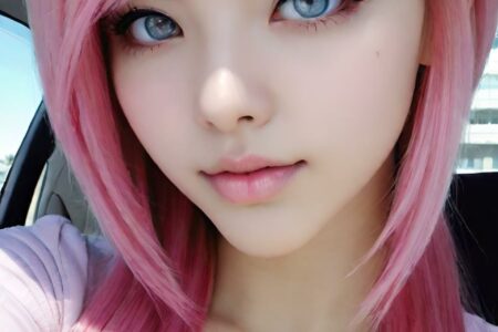 AI girl with pink hair wallpaper