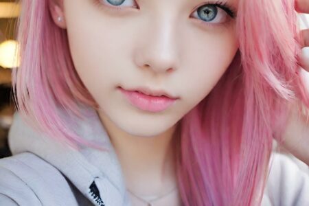 AI girl with pink hair wallpaper