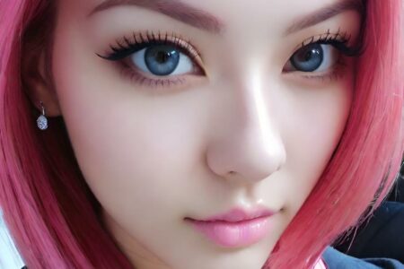 AI girl with pink hair wallpaper