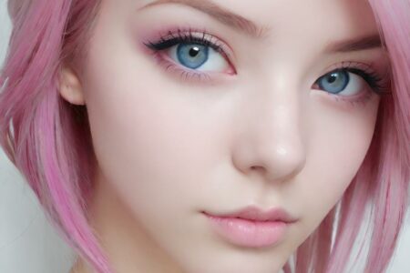 AI girl with pink hair wallpaper
