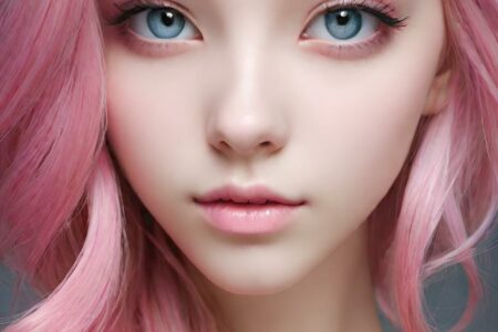 AI girl with pink hair wallpaper
