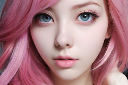 AI girl with pink hair wallpaper