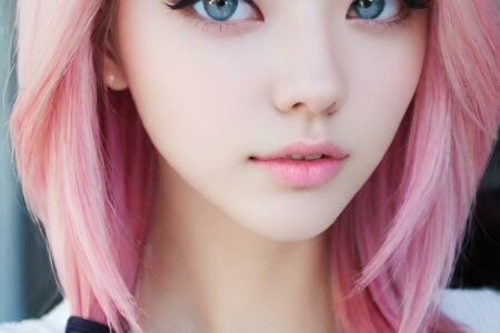AI girl with pink hair wallpaper