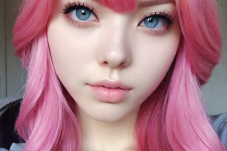 AI girl with pink hair wallpaper