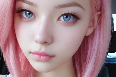 AI girl with pink hair wallpaper