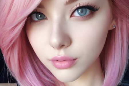AI girl with pink hair wallpaper